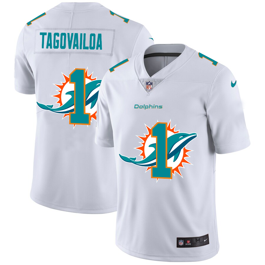 2020 New Men New Nike Miami Dolphins #1 Tagovailoa White  Limited NFL Nike jerseys->new york giants->NFL Jersey